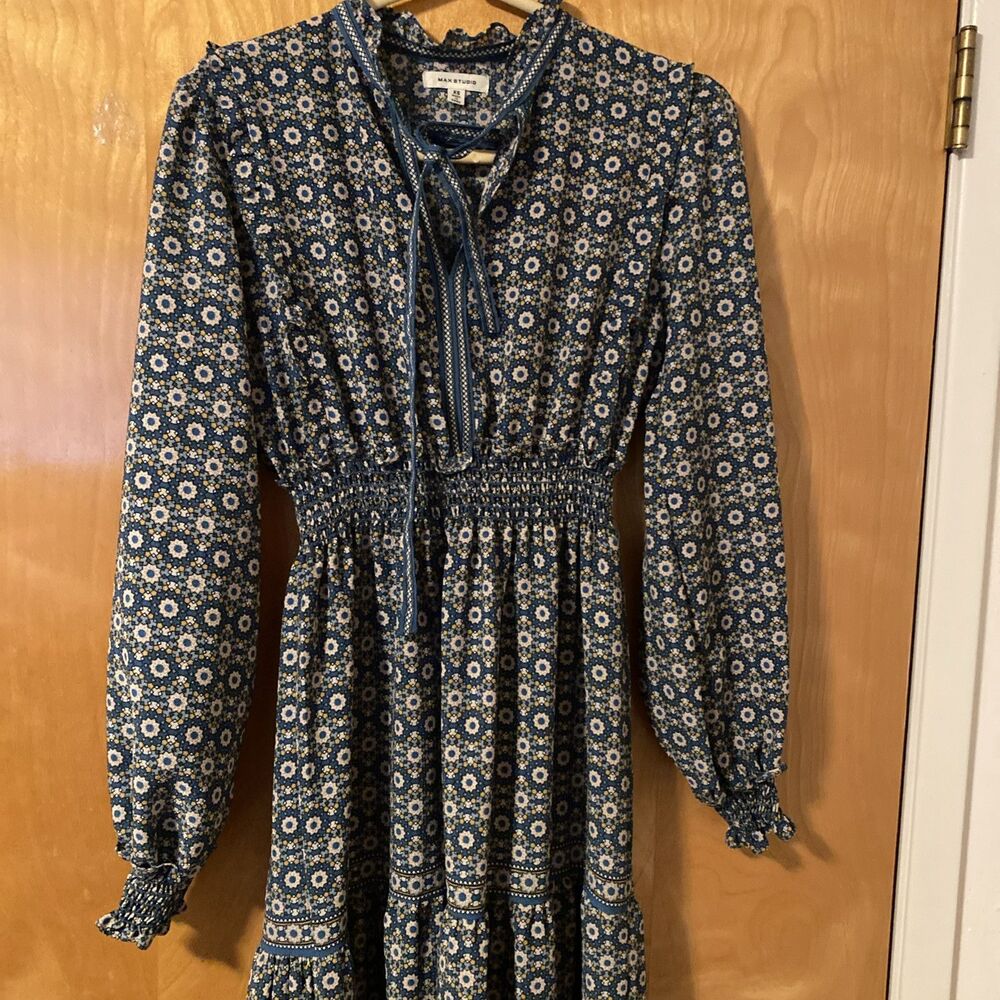 Max Studio Tiered Dress Sz Xs Boho Cottage Core Look